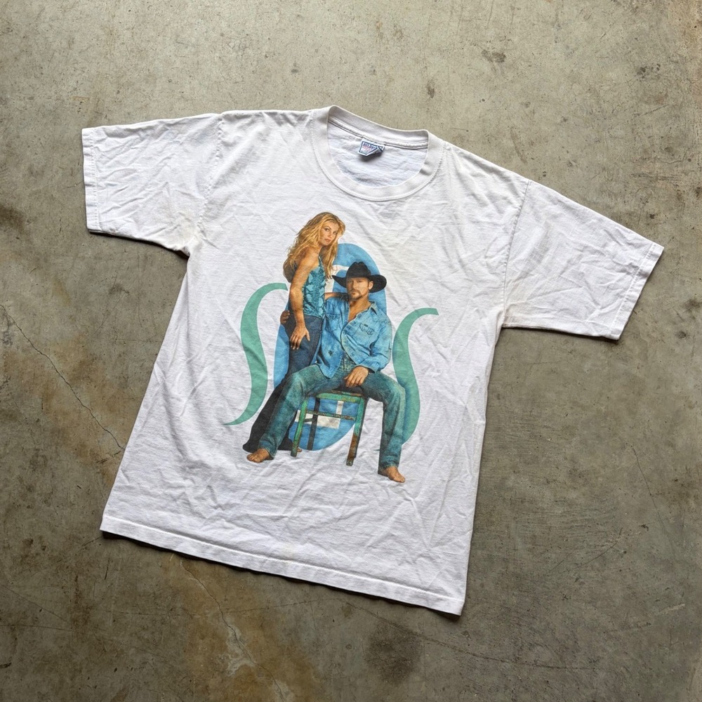 Vintage 2000 Tim McGraw Faith Hill Soul2Soul Tour T-Shirt White Large All Sport